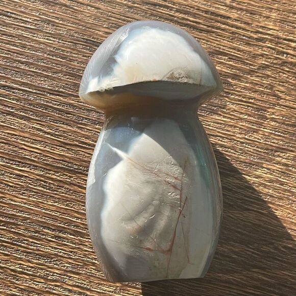 Orca agate mushroom carving crystal druzy white grey banded banding black - Picture 4 of 12